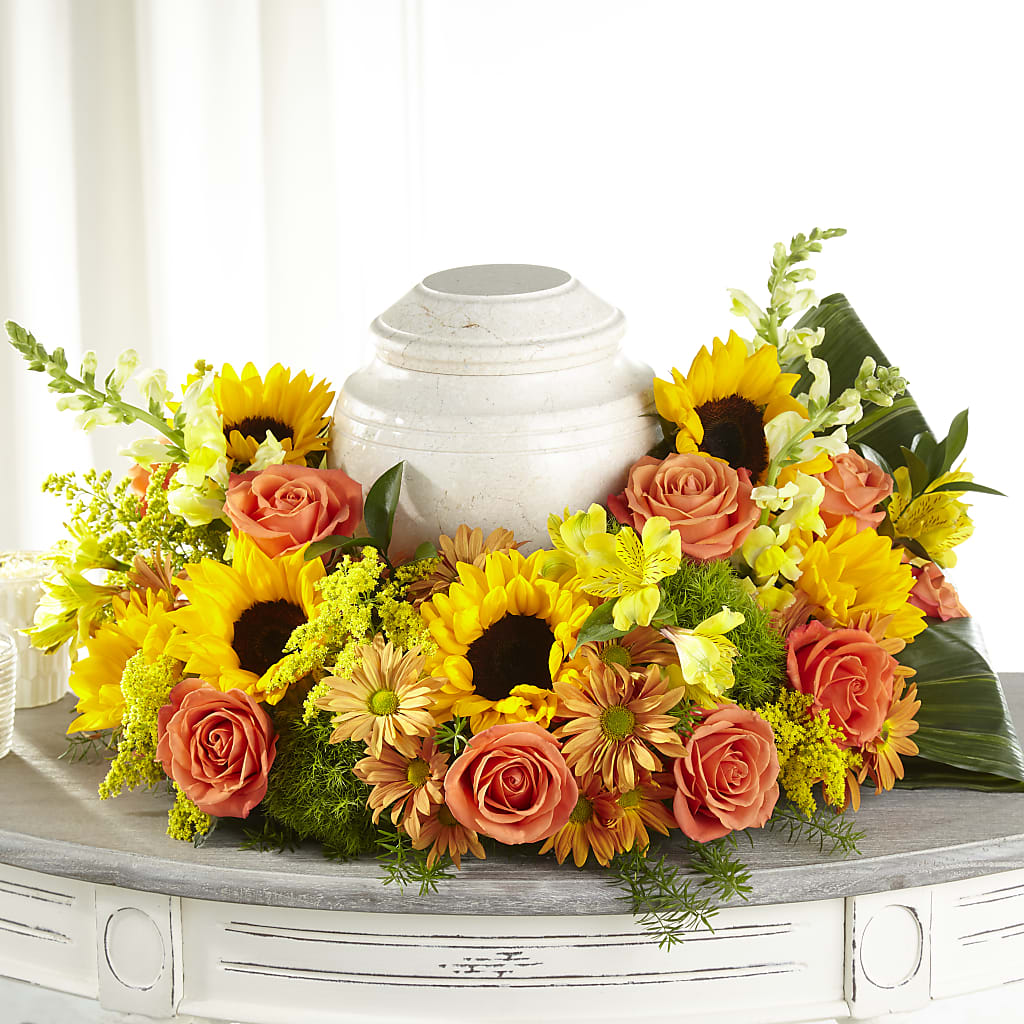 Faithful Sunflower Cremation Adornment – KILBY'S FLORIST, Kannapolis NC