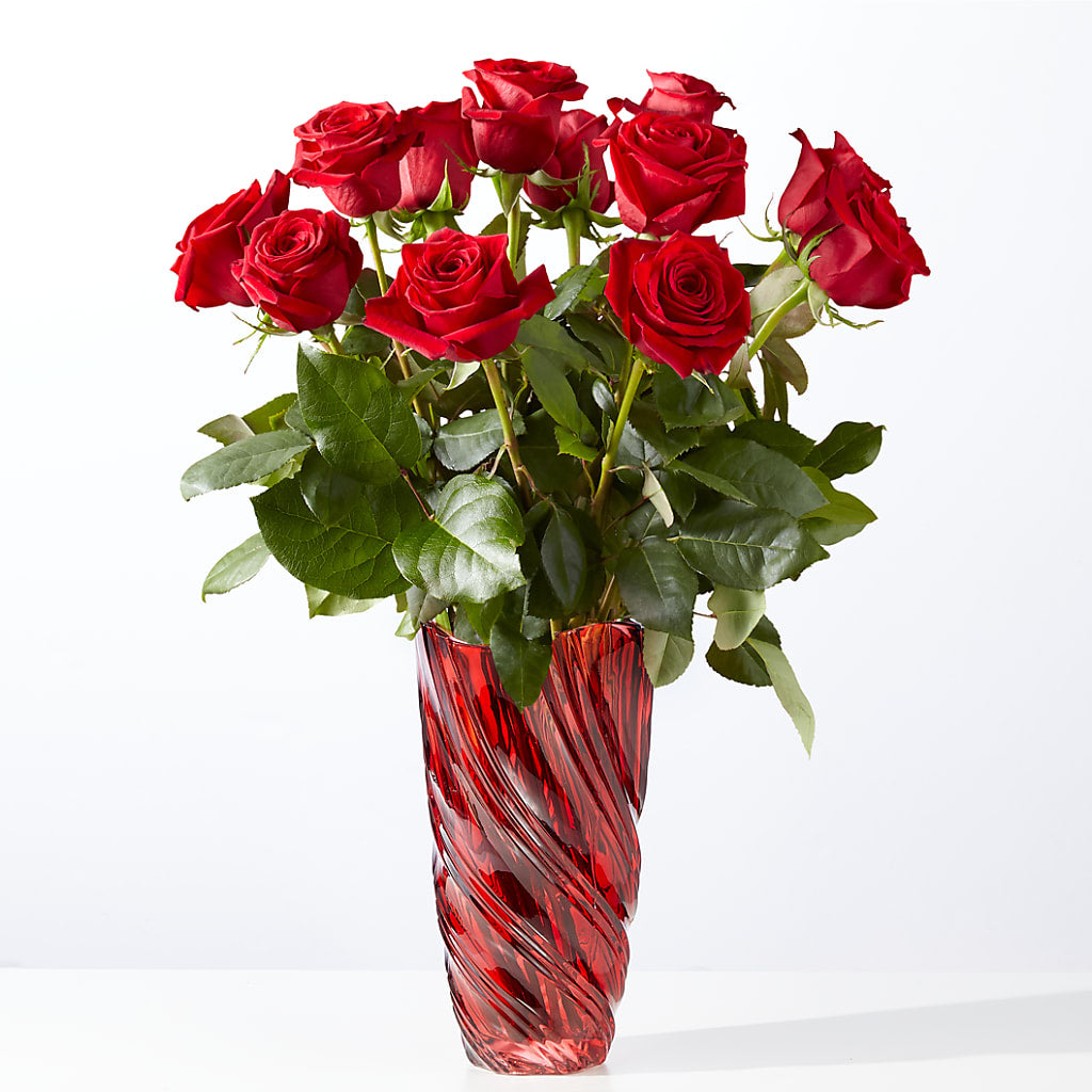 Classic Love Red Rose Bouquet with Luxe Swirl Vase – KILBY'S FLORIST, Kannapolis NC
