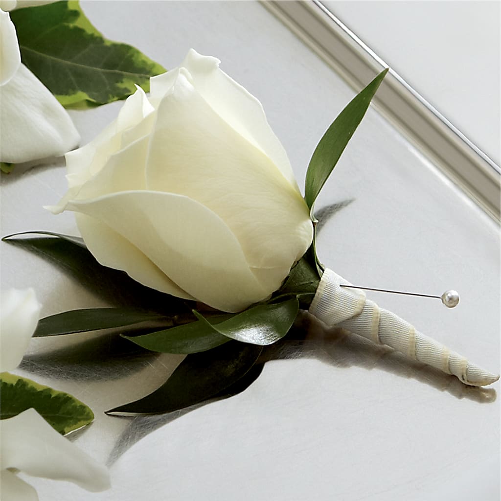 White Rose Boutonniere – KILBY'S FLORIST, Kannapolis NC
