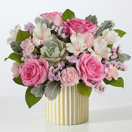 Dusty Rose Bouquet with Ivory Vase – KILBY'S FLORIST, Kannapolis NC