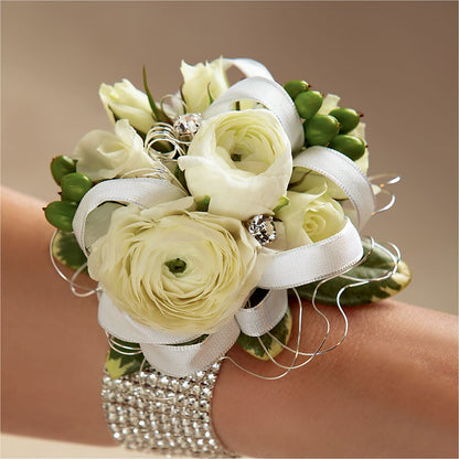 White Wedding Corsage – KILBY'S FLORIST, Kannapolis NC